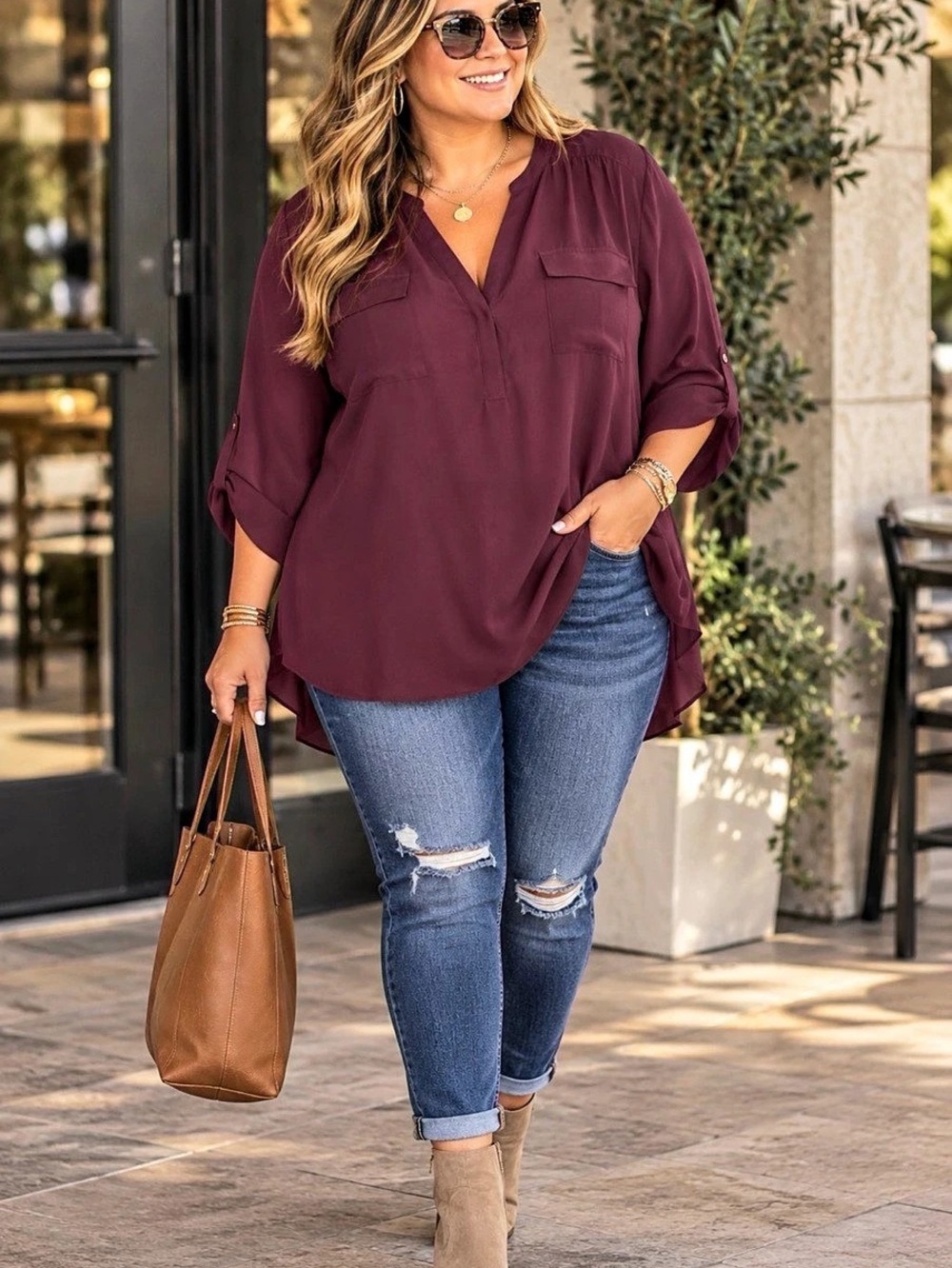 TORRID Plus Size Harper Georgette Sheer Pullover Blouse in Dark Purple Size 4x